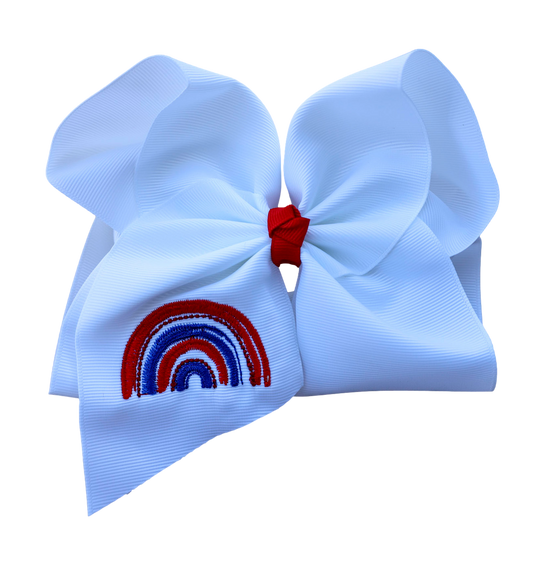 Patriotic Rainbow Embroidered Bow