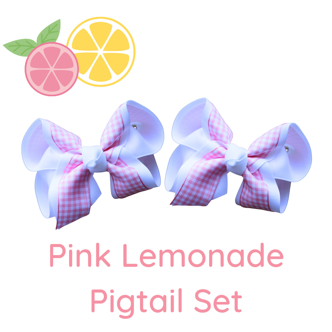 Pink Lemonade Gingham Pigtail Set