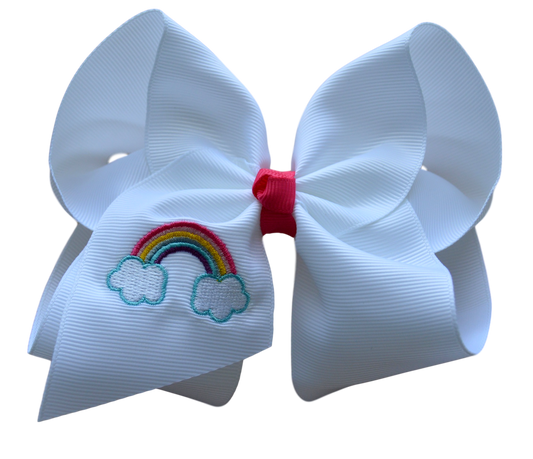 Pastel Rainbow Embroidered Bow