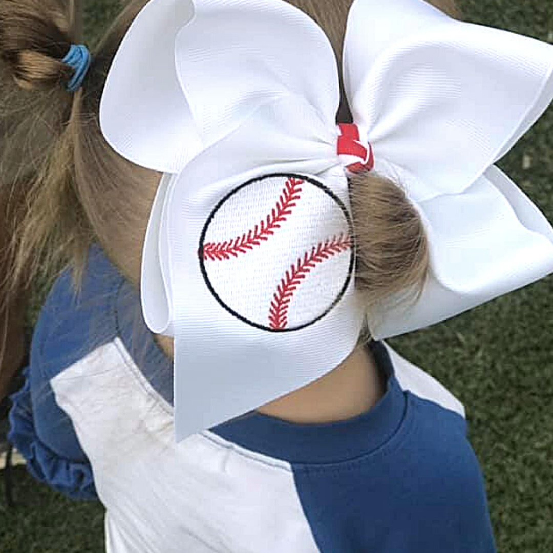 Baseball Embroidered Bow
