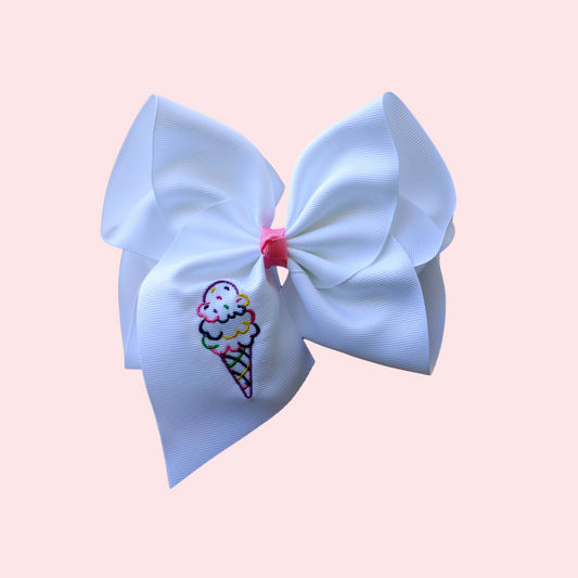 Ice Cream Embroidered Bow