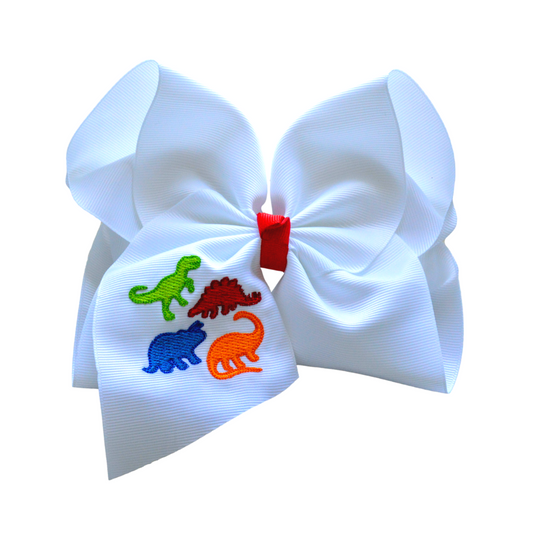 Dino World Embroidered Bow