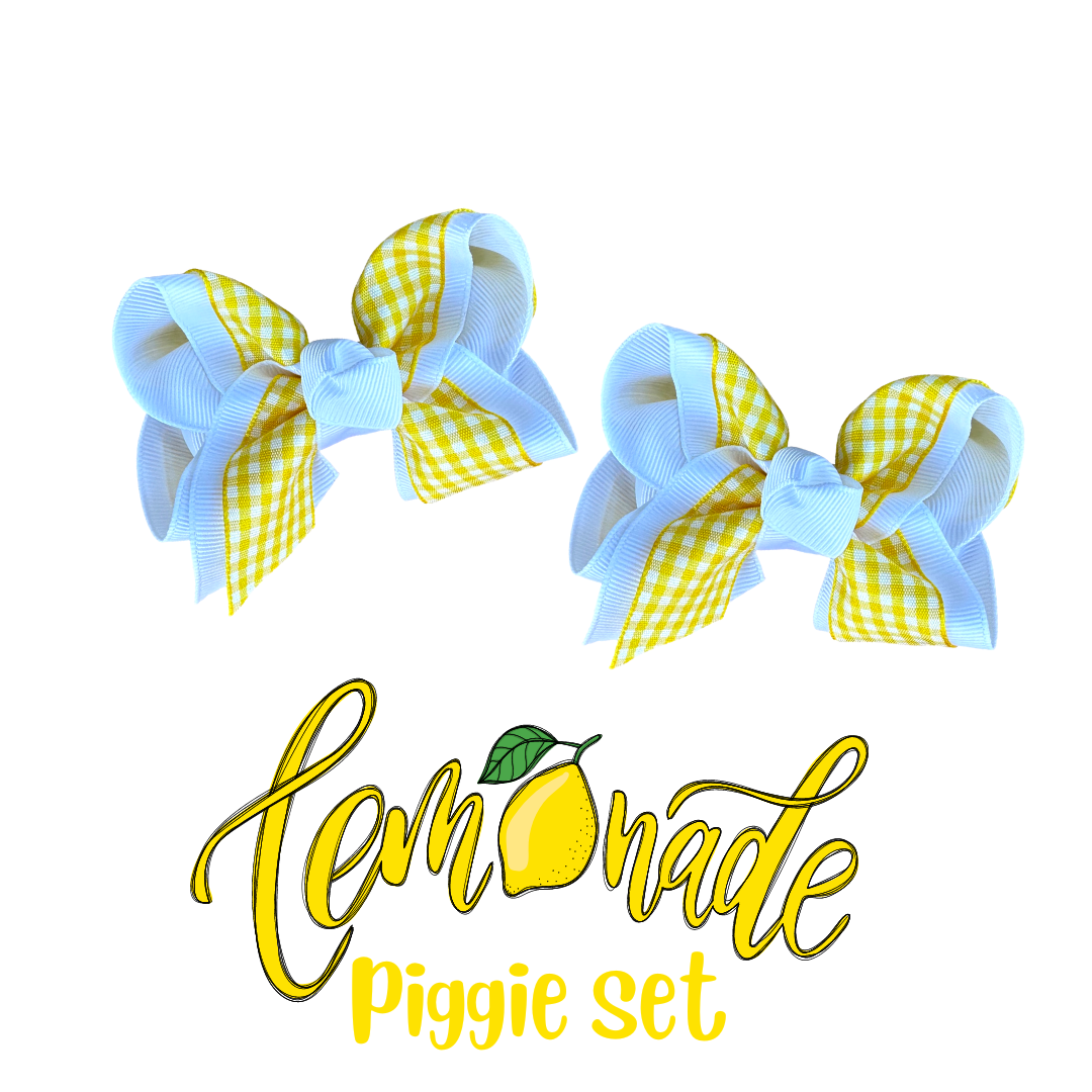 Lemonade Gingham Pigtail Set