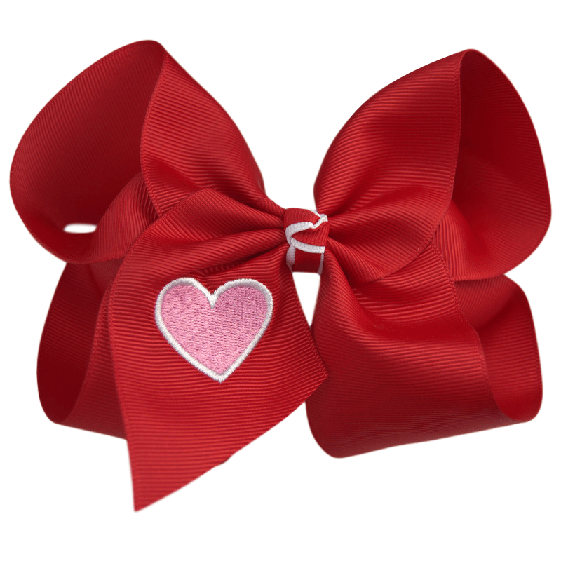 Embroidered Heart Bow