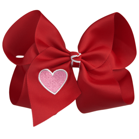 Embroidered Heart Bow