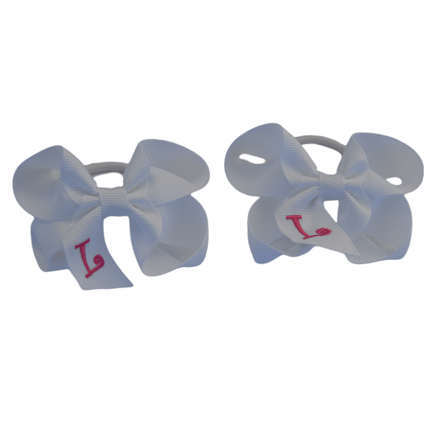 White Pigtail  Set with Pink Monogram Initial