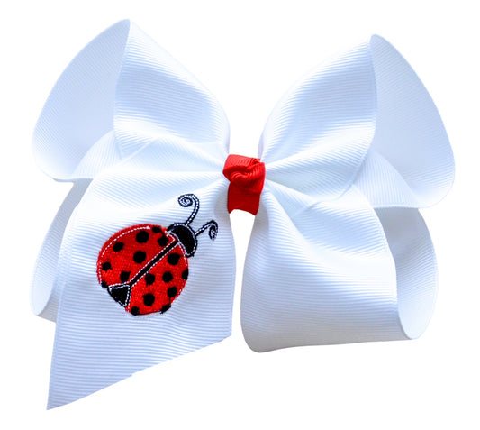 Ladybug Embroidered Bow