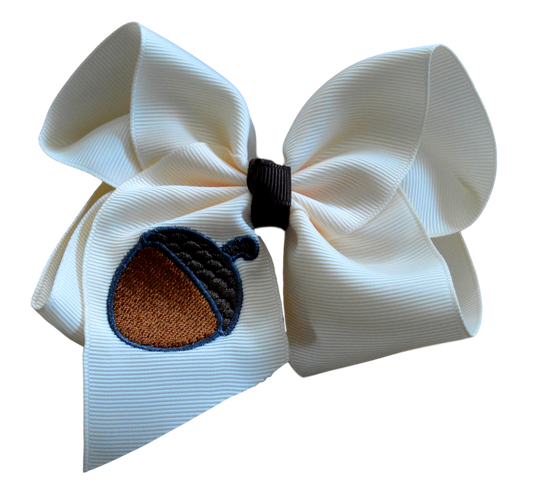 Acorn Embroidered Bow