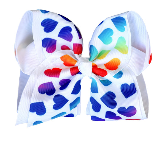 Colorful Heart layered  bow