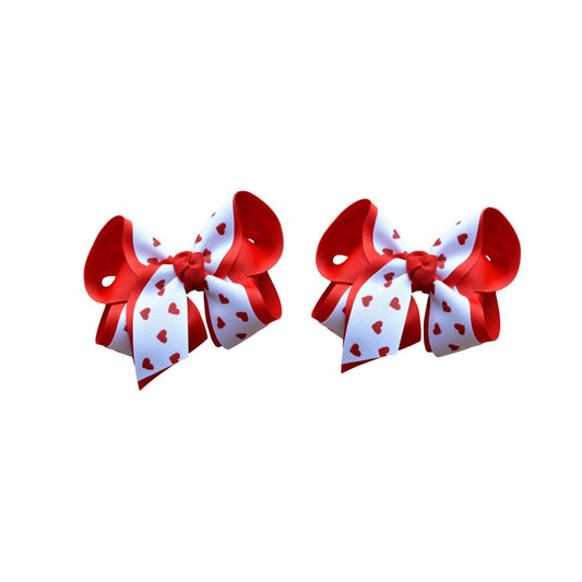 Red and White Heart Bow Set